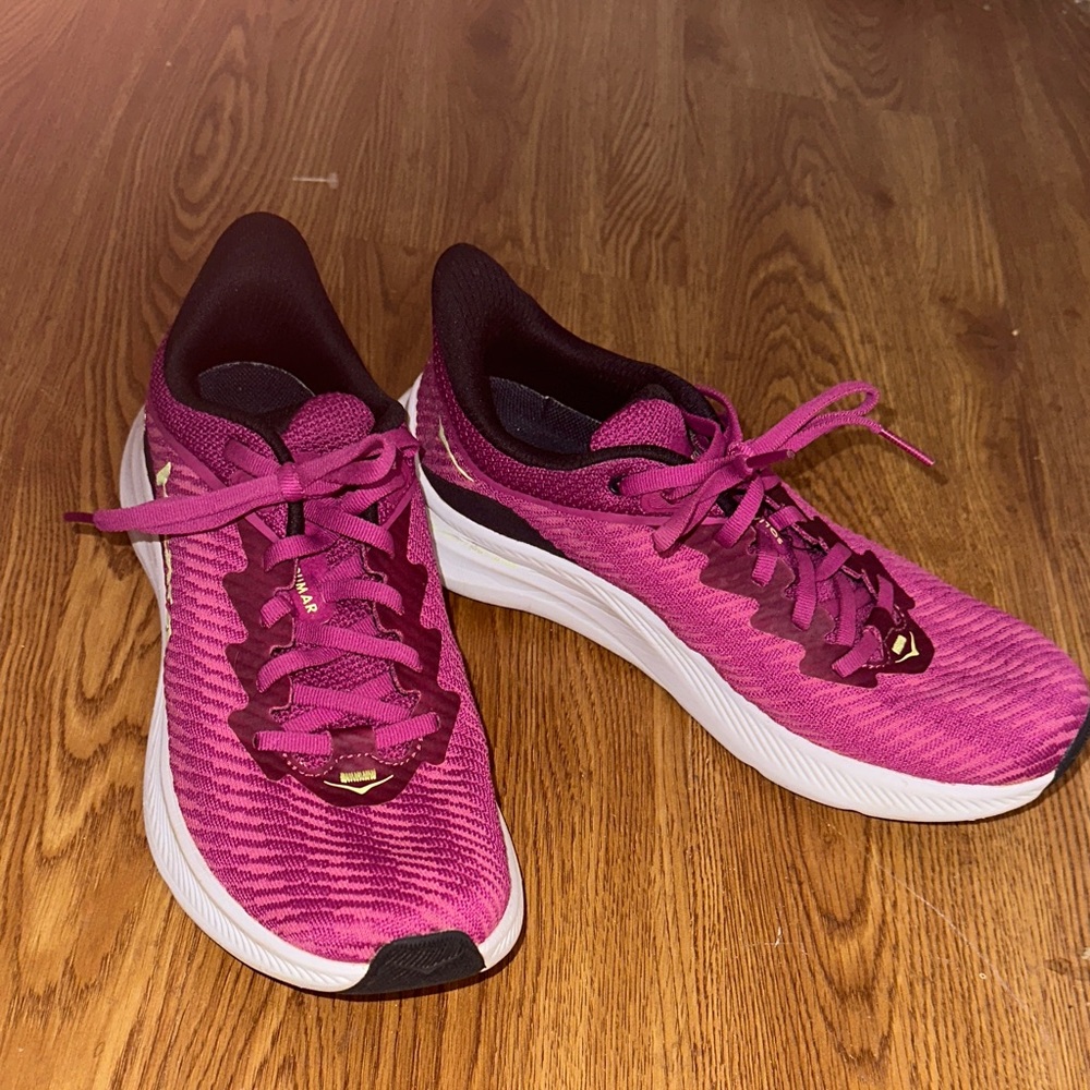 Hoka Women's Bright Magenta Lace-Up Running Sneakers